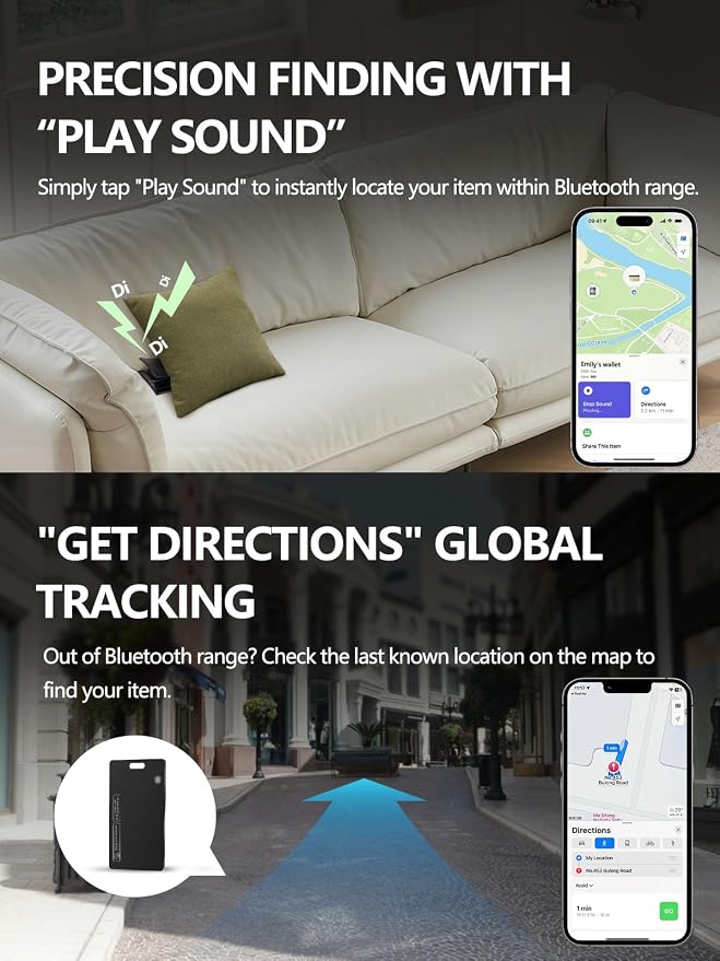 Wallet Tracker Card for Apple & Android, Find My Credit Card Tracker for Wallet, Luggage, Rechargeable Tracking Card Works with Apple Find My & Google's Find Hub (for iOS & Android, 1 Pack)