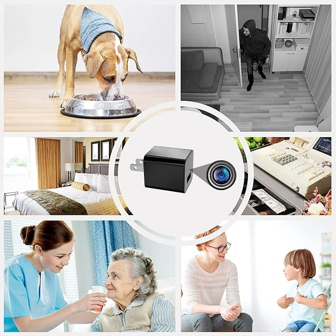 Hidden Camera Charger, Mini Full HD 1080P Spy Camera Charger, Nanny Cam with 32GB Micro SD Card, Indoor Security Camera Baby Monitor Surveillance