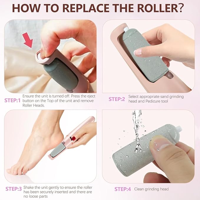 ZABOUL Electric Foot Callus Remover Rechargeable Pedicure Kits with 11 Pack Pedicures Replacement Heads (6 Extra Coarse & 5 Regular Coarse Heads), Feet Care for Removes Dry Hard & Dead Skin Ideal Gift