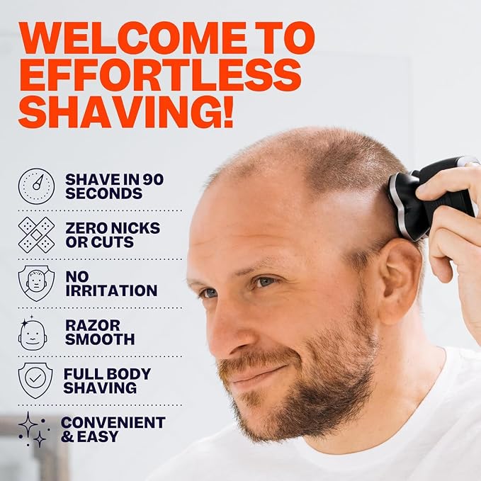 Freebird Electric Head & Body Hair Shaver - Mens Cordless Waterproof Razor with Rotary Blades (FlexSeries Pro, Shaver Kit)