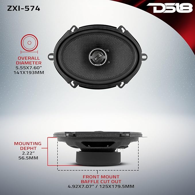 DS18 ZXI-574 Elite 5x7 Inches 2-Way Coaxial Car Speakers with Kevlar Cone 210 Watts 4-Ohm (2 Speakers)
