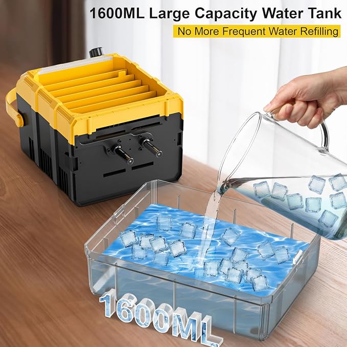 Portable Misting Fan Compatible for Dewalt 20v 60v Battery(NO Battery), Water Misting Fan With TYPE C Cable, 1.6L Water Tank, 8H Timer, Variable Wind Speed & LED Light For Jobsite Patio Outdoor