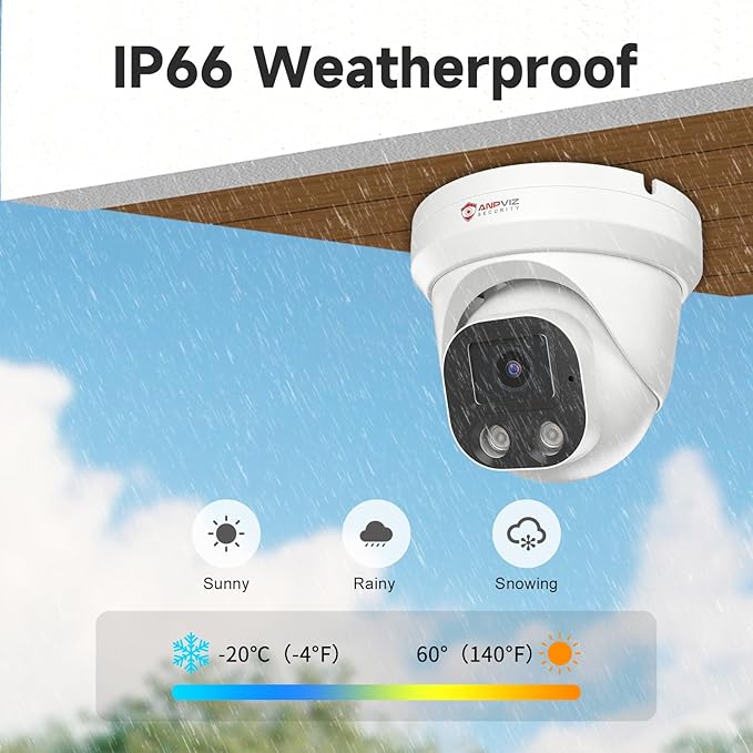 Anpviz 4K PoE IP Camera, 8MP Turret Security IP Camera Outdoor Indoor Wired, AI Human Vehicle Motion Detection, 100FT Smart Dual Light Color Night Vision, Built-in Mic, NDAA, IPC-D3283W-S (U Series)