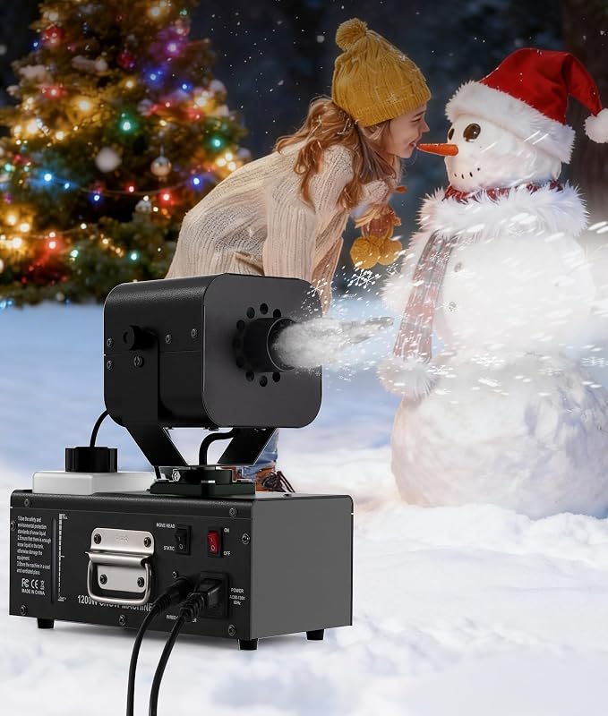 IMONE 1200W Snow Machine 90° Automatic Oscillation, Adjustable Snow Volume & Flake Size, 1L Tank, Dual Wired & Wireless Remote Control, Outdoor Snowflake Maker for Christmas, Weddings, Parties & Stage