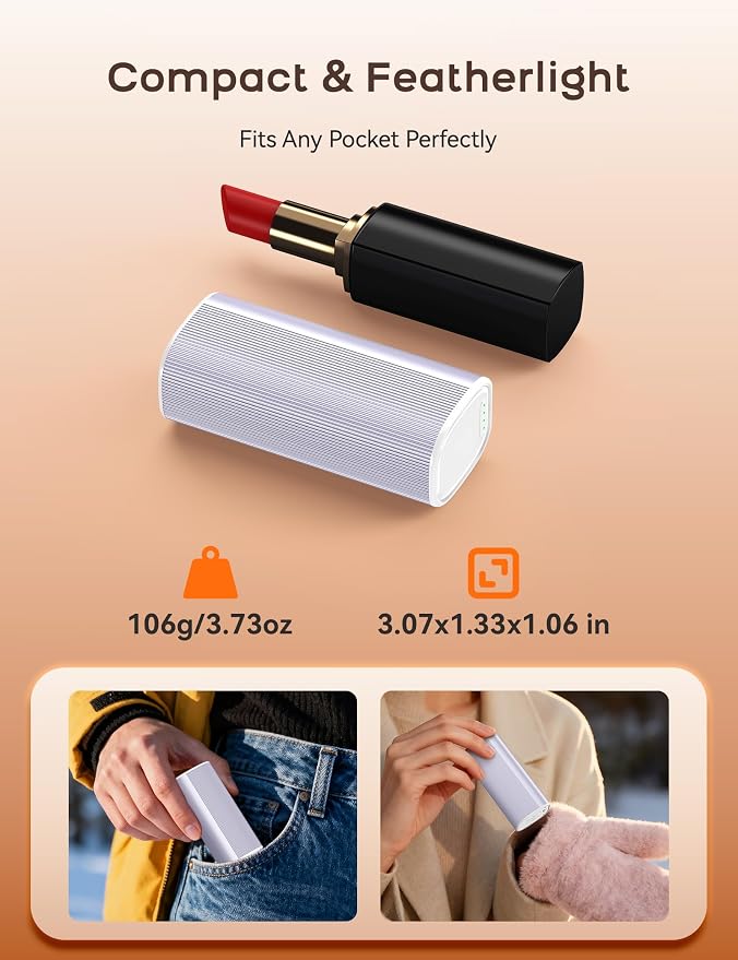 RORRY Hand Warmers Rechargeable 2 Pack, 10000mAh 360° Heating Magnetic Electric Hand Warmer, 24Hrs Warmth Portable Reusable Pocket Heater for Camping Hunting Gifts for Men Women