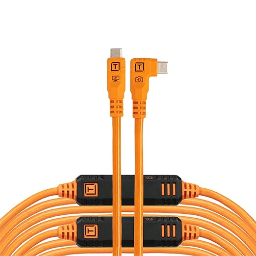 TetherPro Optima 10Gbps Gen 2 USB-C, 31' (9.4m), Straight to Right, High-Visibility Orange