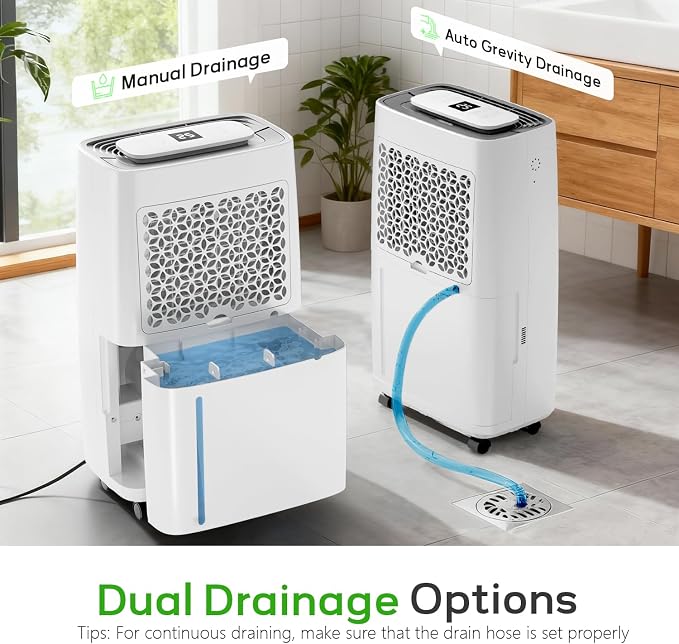 Manastin 5500 Sq.Ft Dehumidifier for Basement with Drain Hose, 80 Pints/Day (Standard 50 Pint), Energy Efficient Dehumidifier, Timer & Child Lock, for Large Room, Home, Garage