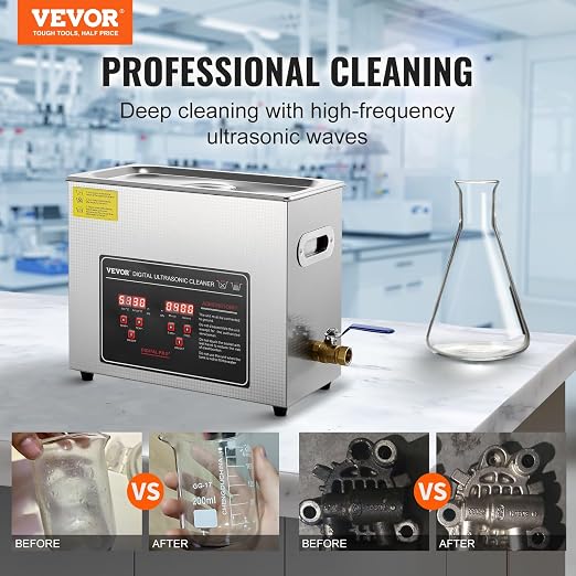 VEVOR 6L Ultrasonic Cleaner with Digital Timer & Heater, Professional Industrial Cleaner for Glasses Watch Rings Small Parts Circuit Board