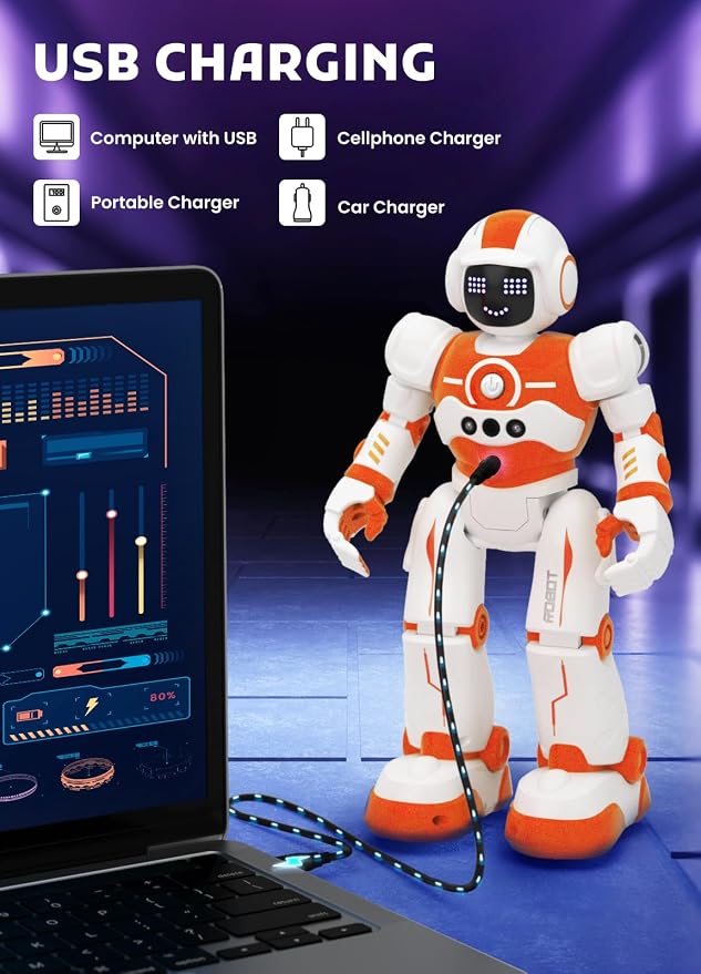Robot Toys for Kids,Programmable Remote Control Smart Walking Dancing Robot Toy with Gesture & Sensing for Age 4 5 6 7 8 9 10 Year Old Boys Girls for Birthday Present,Orange
