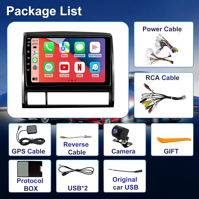 4G+64G Android Car Radio for Toyota Tacoma 2005-2015, 9 Inch Tacoma Stereo Upgrade Support Wireless Carplay Android Auto, Touch Screen Head Unit with GPS Navigation BT Backup Camera FM DSP SWC 5GWiFi