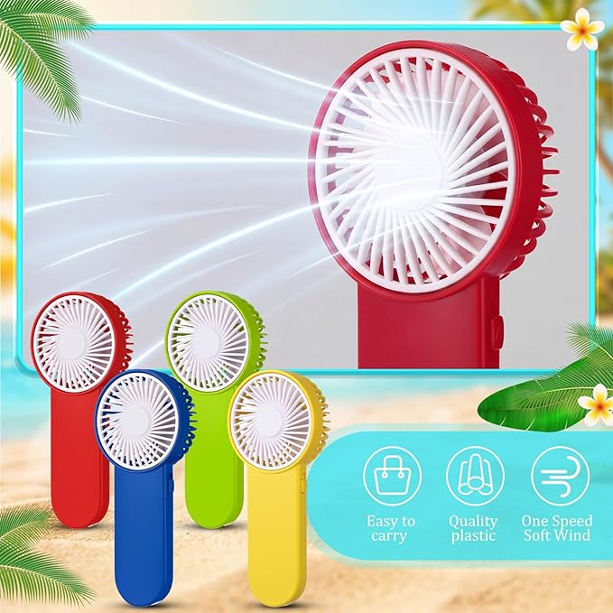Sumind 6 Pcs Small Personal Portable Fan Mini Handheld Bulk 1 Speed Electric Cute Battery Powered for Neck Lash Makeup Women Men Travel Camping Indoor Outdoor Summer (6 Colors)