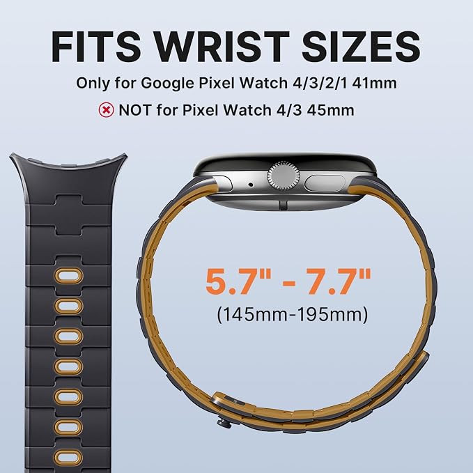 Bandletic Magnetic Silicone Bands Compatible with Google Pixel Watch 4/3/2/1 41mm for Women and Men, Rugged Soft Sport Strap Replacement Wristband
