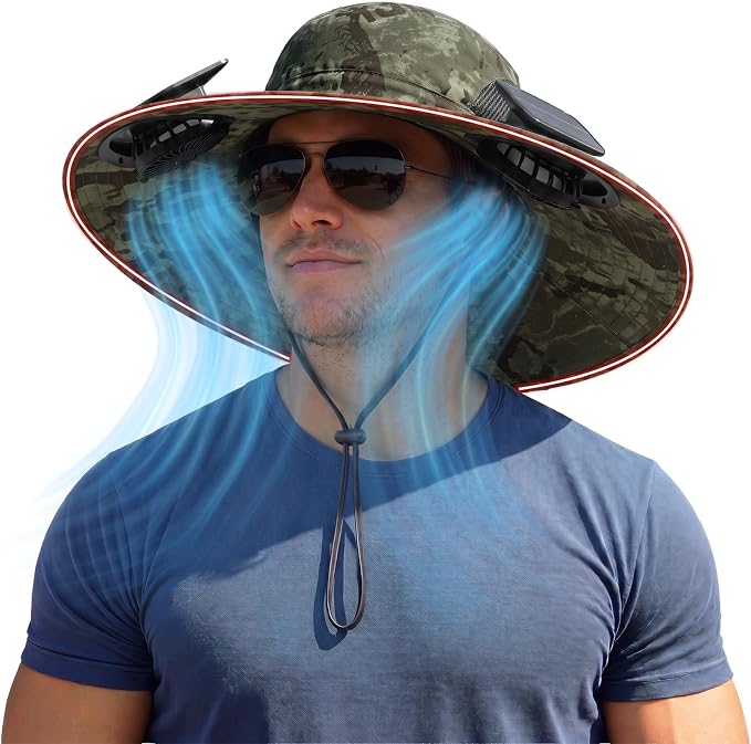 Solar Fan Hat with Steel Brim for Men Women UPF 50+ Garden Outdoor Fishing Beach Essential