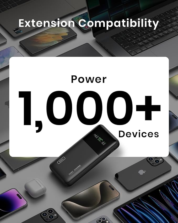INIU 140W Laptop Power Bank, Flight-Safe 27000mAh High Capacity Portable Charger with USB C Cable, Digital Display Phone Charger, 3 Ports Travel External Battery Pack for MacBook iPad Steam Deck etc