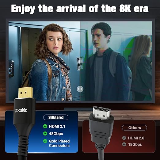 8K HDMI Extension Cable 30 FT, HDMI 2.1 Ultra High Speed Male to Female Cord Adapter, 24AWG OFC Conductor, Compatible with Roku TV Stick PS5 PS4 Xbox Laptop PC Player Google Chromecast Wii U HDTV