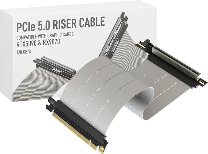 LINKUP PCIE 5.0 Riser Cable | for Vertical GPU Mount | Right Angle | Graphics Card GPU Ready | Usable with PCIe 4.0 & RX9070/ RTX5090 | 25cm (Total Length: 29cm)