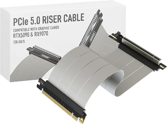 LINKUP PCIE 5.0 Riser Cable | for Vertical GPU Mount | Right Angle | Graphics Card GPU Ready | Usable with PCIe 4.0 & RX9070/ RTX5090 | 25cm (Total Length: 29cm)