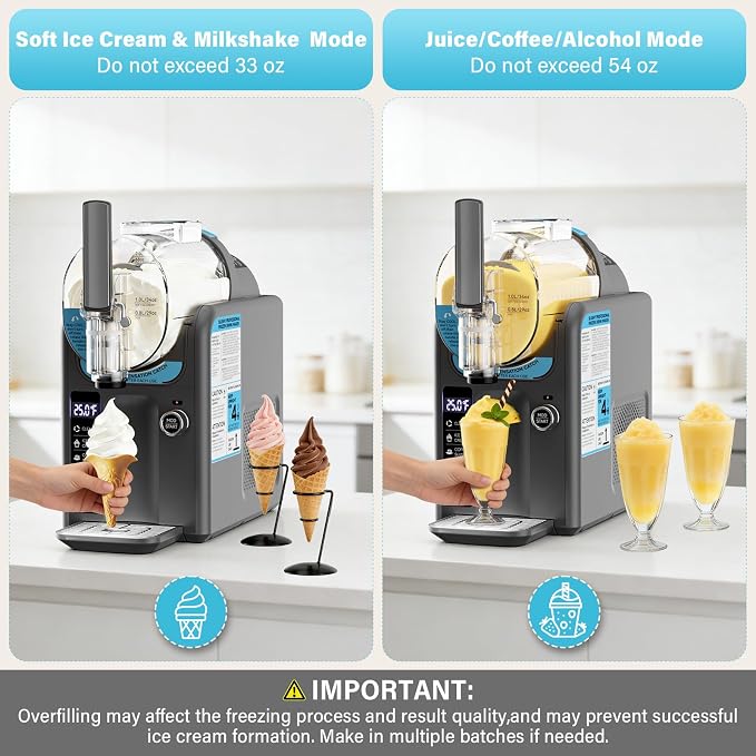 Ice Cream Machine Frozen Drink Maker, Slushie Machine for Home - Slushy Machine Maker No Ice Needed Self Cleaning, 5 Preset for Soft Serve Ice Cream, Slushie, Margarita, Frappés, Milkshake