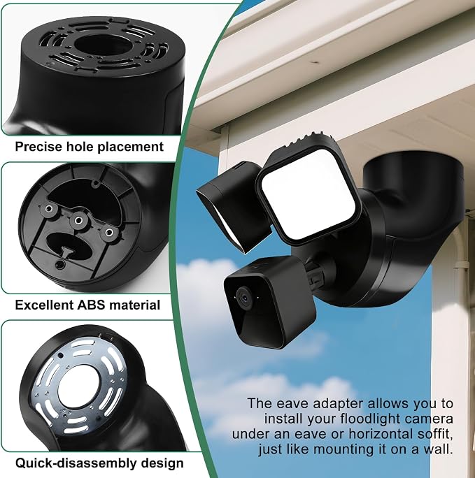 Eave Mount for Ring Devices Weatherproof Bracket for Smart Lighting & Security Cameras,Compatible with Ring Floodlight Cam Wired Plus/Pro,Ring Smart Lighting Floodlight Wired (Black)
