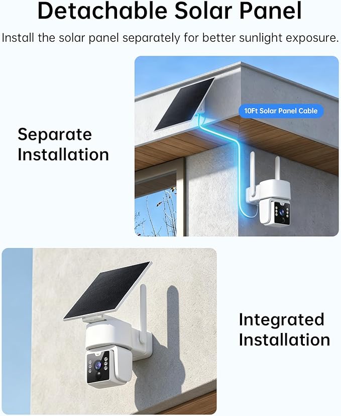 5G & 2.4G Wi-Fi Outdoor Camera Wireless,Solar Security Cameras Wireless Outdoor, 2K 360° PTZ Camera, Solar/Battery Powered, PIR Human Detection, Color Night Vision,Two-Way Voice Calling, Alexa
