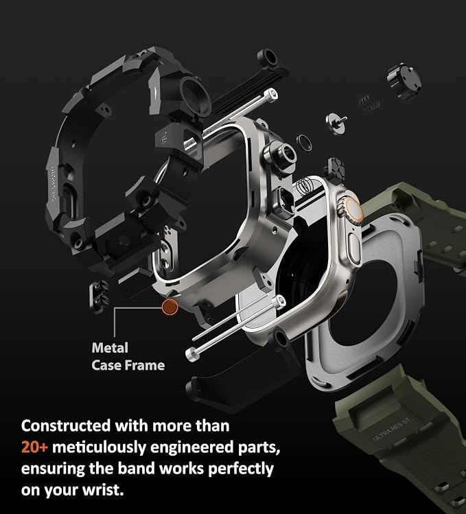 ULTIMAL Rugged Case with Band for Apple Watch 49mm,Compatible with Apple Watch Ultra 3/2/1, Military Grade Shockproof Bumper Cover for iWatch Tactical Band Men (Army Green, 49mm)