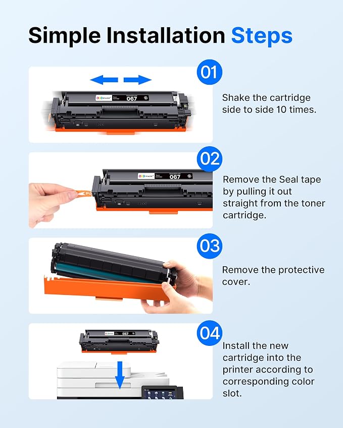GPC Image 067 Toner Cartridge Set Replacement for Canon 067 067H Toner Cartridge Set Cartridge 067 use for Canon Color ImageClass MF656Cdw LBP632Cdw MF654Cdw MF653Cdw LBP633Cdw MF650C Printer (4 Pack)