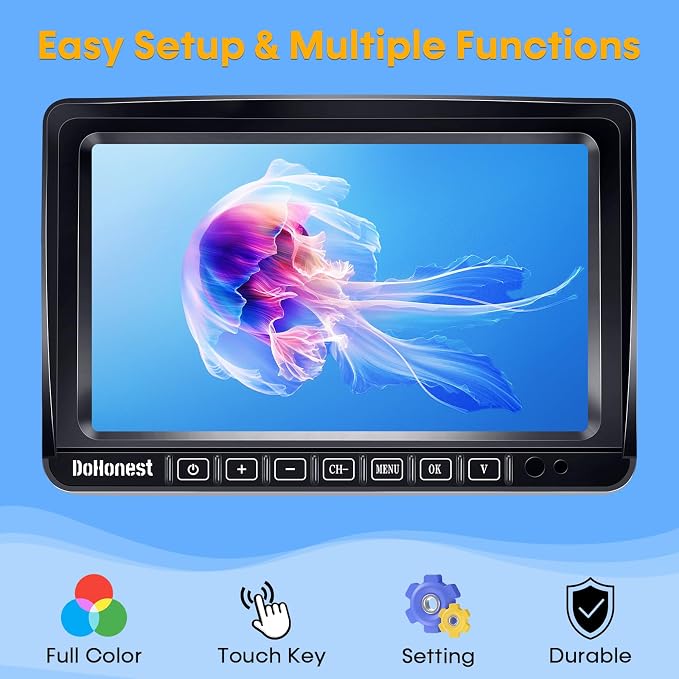 Magnetic RV Backup Camera Wireless with 7" Monitor: 1-Min No Wiring Esay Setup for Trailer Camper - 1080P HD See Every Obstacle Clearly for Campsite Reversing & Drive Monitoring