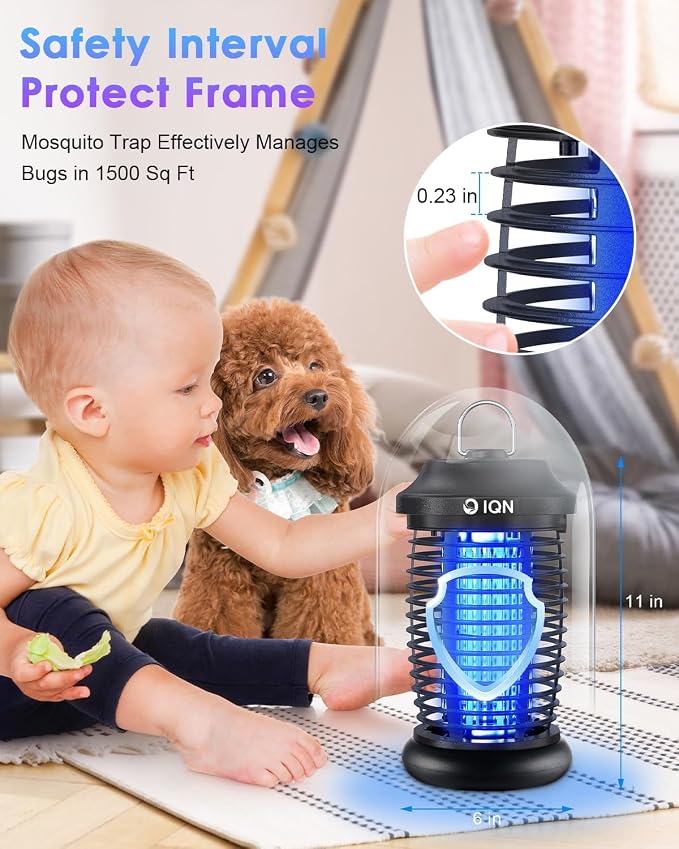 Outdoor Insect Killer, Mosquito Killer, Electric Fly Killer, Insect Killer, Mosquito Killer, Fly Trap, Indoor and Outdoor Flying Insect Killer 4200V, ABS Plastic Shell (Black)