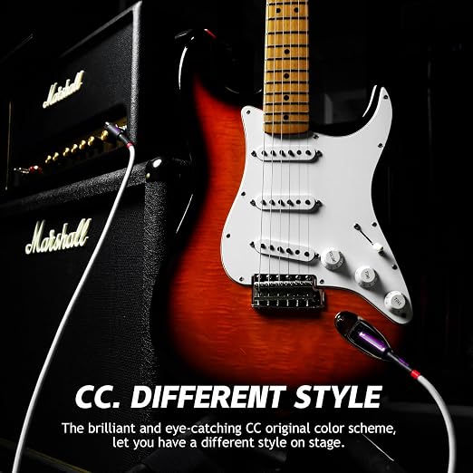 15ft Guitar Cable, 1/4 Inch Straight/Straight Instrument Cable, Electric Guitar Cord Guitar Amp Cord for Bass Guitar Amp and Instruments (CC Silver Gray Braided)