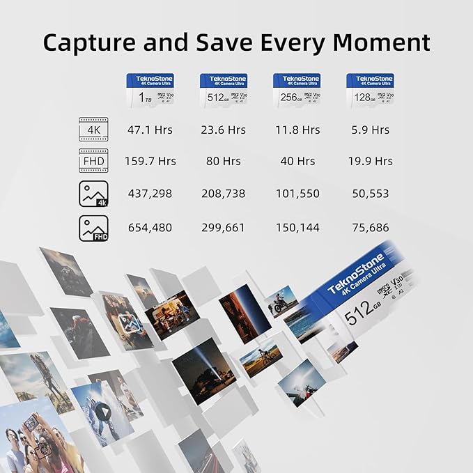 Camera 128GB MicroSDXC Flash Memory with Adapter 180MB/s Read 130MB/s Write Speed UHS-I C10 U3 V30 A2 Rated 4K/5K UHD Support TF Card Suitable for GoPro DJI Insta360 Cameras Drones (1 Pack)