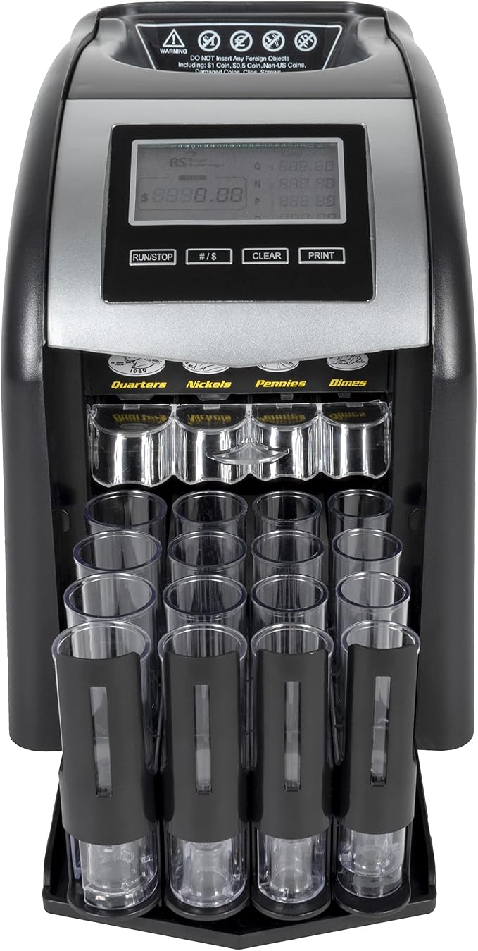 Royal Sovereign 4 Row Electric Coin Counter/Sorter with Patented Anti-Jam Technology & Digital Counting Display (FS-44N), Black
