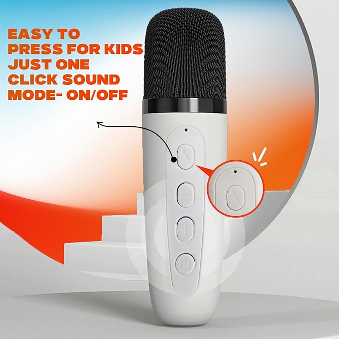 Kids Karaoke Machine with 2 Wireless Rechargeable Microphones, Portable Bluetooth Speaker with RGB Lights, Mic & Phone Holder, Beige - Birthday Gifts for Girls Boys