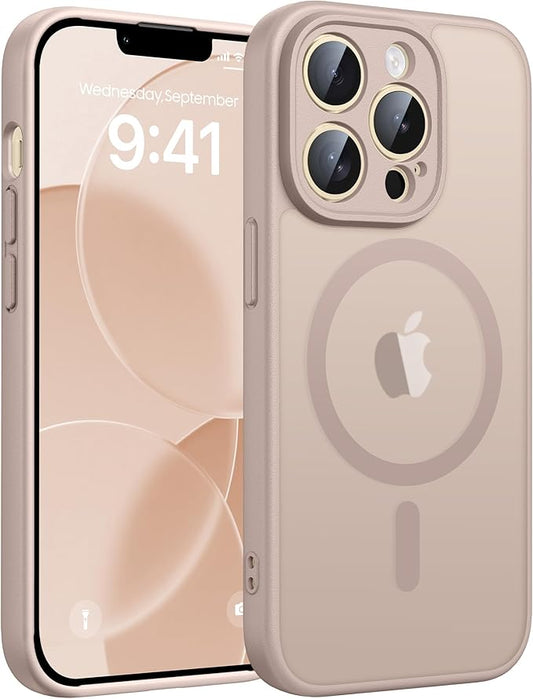 FNTCASE for iPhone 13 Pro Max Case: [Compatible with Magsafe] Translucent Matte Magnetic Phone Cover - Military Grade Drop Protection Shockproof Protective Cases - Desert Gold