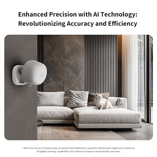 Aqara Zigbee Presence Sensor FP1E, mmWave Radar Wired Motion Sensor | Requires Aqara Zigbee Hub, Accurate Detection, AI Spatial Learning, Supports HomeKit, Alexa, Google Home, Matter Over Bridge