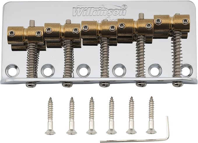 Wilkinson WBBC5 18mm 5-String Bass Bridge Brass Saddles for Precision Jazz Bass, Chrome