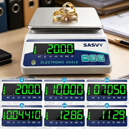 Lab Scale 6000g x 0.01g Scientific Scale g/oz/ct/lb/dr/DWT High Precision Digital Electronic Analytical Balance for Jewelry Kitchen Laboratory School, Includes 500g Calibration Weight&Battery