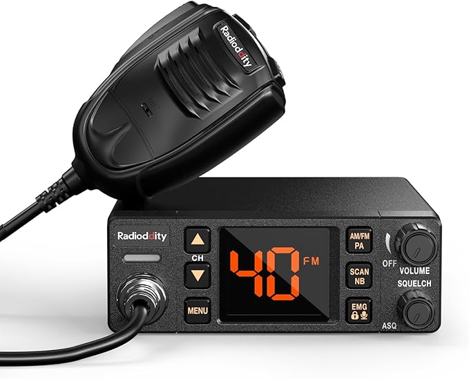 Radioddity CB-606 PRO CB Radio, AM/FM/PA Mobile Transceiver with 4W Power Output, 2.2’’ Amber Color Display, Instant Emergency Channel 9/19, VOX, NB/ASQ/SQ, Advanced Cooling Structure