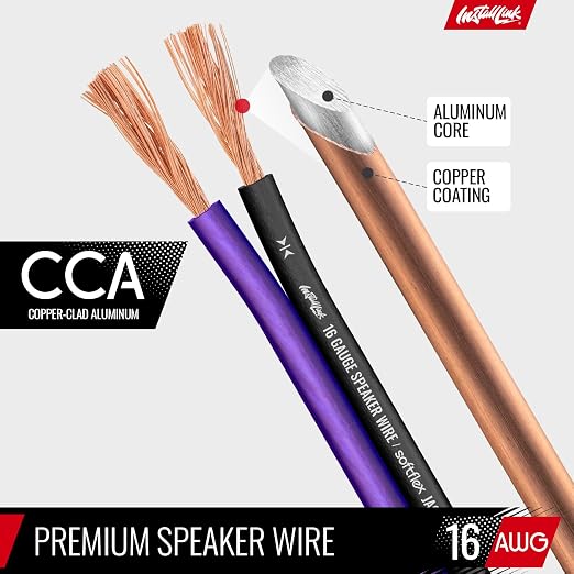 Install Link 16 AWG Gauge Speaker Wire Cable (250 Feet) Stereo, Car or Home Theater, CCA