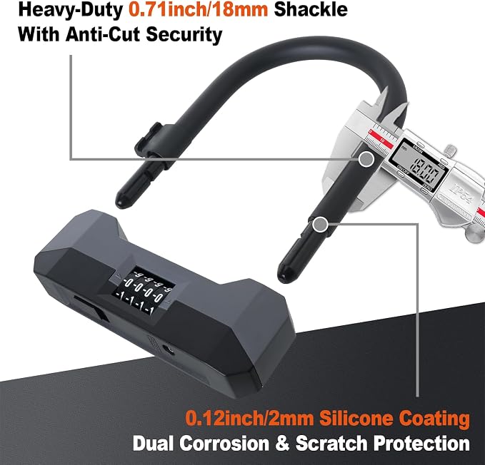 Bike Locks Heavy Duty Anti Theft,Combo Bike U Lock with 2 Keys,18mm Shackle,4-Digit Resettable Combination Bicycle Lock with Sturdy Mounting Bracket for EBike Electric Scooter Motorcycle