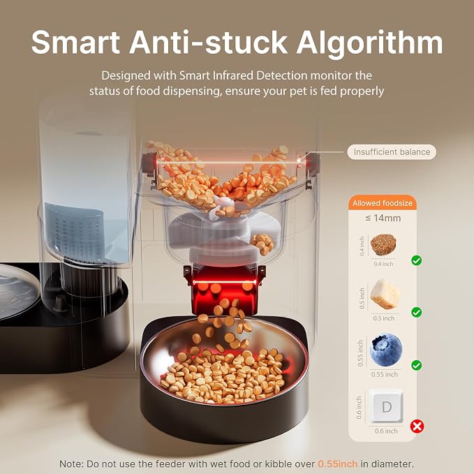 Automatic Cat Feeder and Water, 5G WiFi Cat Dry Food Dispenser, App Remote Control 4L Timed Pet Feeder and 3L Gravity Waterer, Voice Recording, Up to 10 Meal Daily with Dual Bowl for Cats, Small Dog