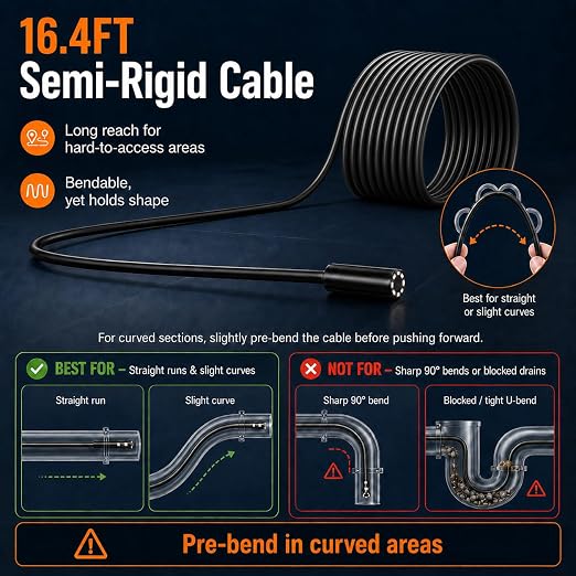 Borescope Camera with Light, 4.3" Endoscope Camera 1080P HD(Support Photo/Video), IP67 Waterproof Snake Camera, Easy Use Ideal Gadget for Inspection Walls, Automotive Engines, Pipes (16.5ft)