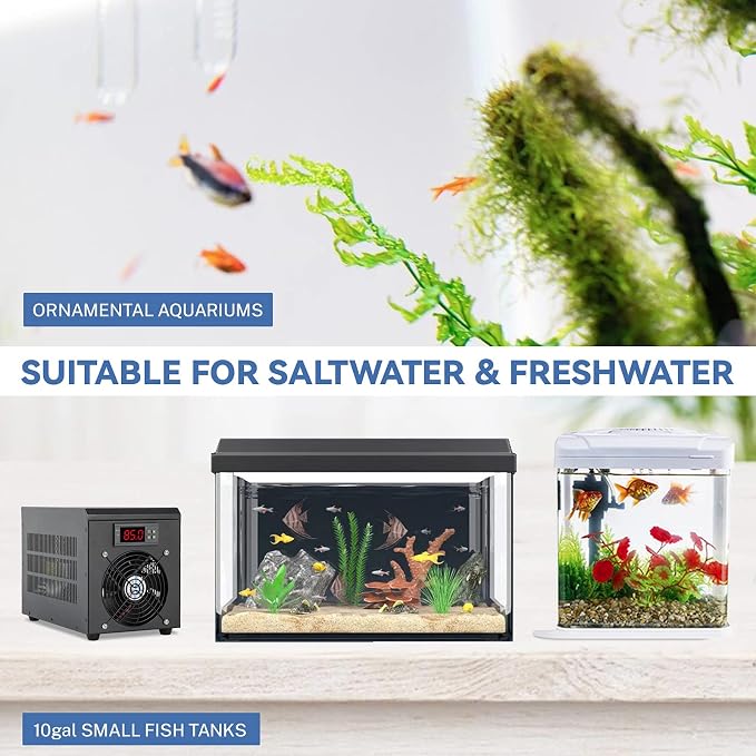 Poafamx 16gal Aquarium Chiller 60L Fish Tank Cooler Unit ℉ Quiet for Home Fish Shrimp Breeding Aquaculture