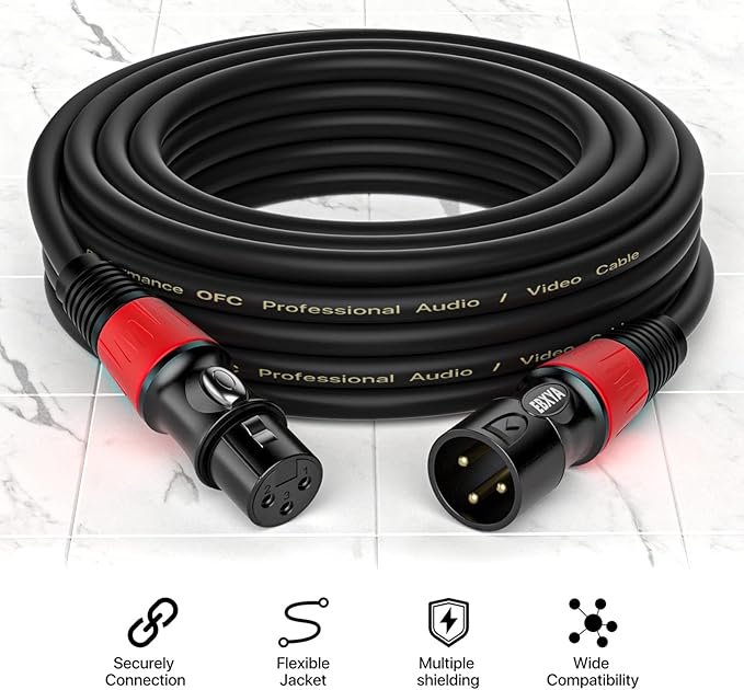 EBXYA 15ft XLR Cables 6-Pack - Male to Female Microphone Cable with Balanced Shielded Speaker Cable