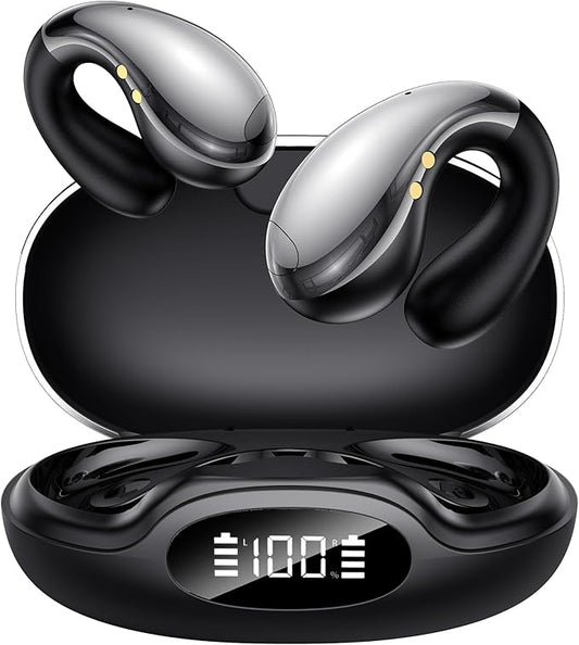 Ultra Open Ear Earbuds 2026 AI Translation Earbuds Real Time Clip on Earbuds Wireless Bluetooth Audifonos Traductores Inglés Español 50H Playtime Bone Conduction Headphones for Meeting Learning