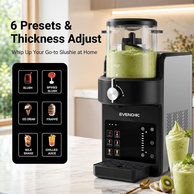 Slushie Machine, Slushie & Soft Serve Ice Cream Make for Home, No Ice Needed with Rapid Chill & Temperature Control, Multi-function for Frozen Drink, Milk Shake, Margaritas, Frappé