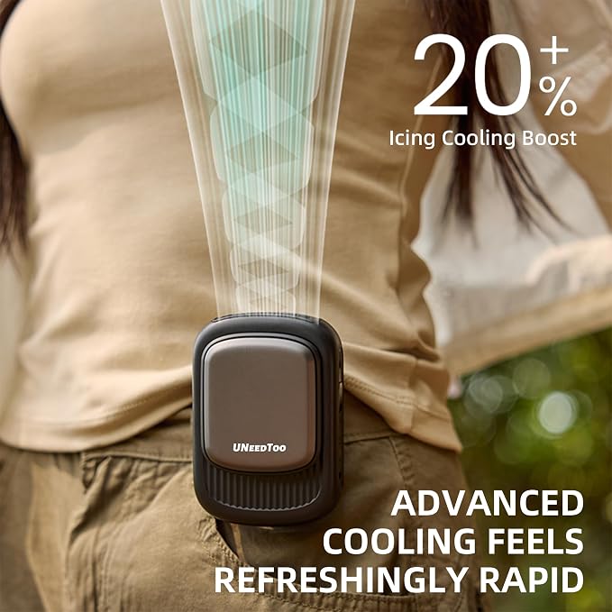 Portable Waist Fan with Semiconductor Cooling, 4000mAh Rechargeable Neck Fan with LED Display, 5-Speed Wearable Fan with 10° Adjustable Airflow & Type-C, Hands-Free Personal Fan, black