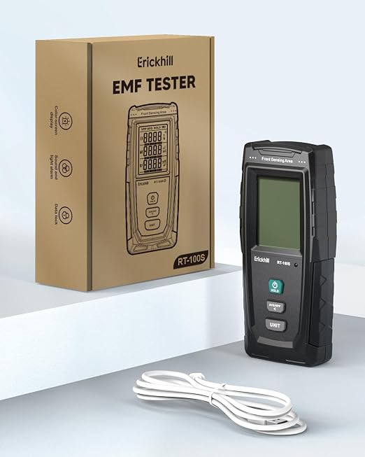 ERICKHILL 3 in 1 EMF Detector, Electromagnetic Field Radiation Detector for EF, RF, MF, WiFi,5G Signal,Triple Alarm Modes, Type-C Charging, EMF Meter for Home, Office, and Paranormal Investigation