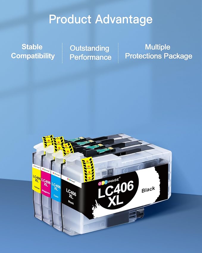 GPC Image LC406XL LC406 XL Ink Cartridge for Brother Printer for Brother LC406 Ink Cartridges LC406XL LC 406 XL High Yield use with MFC-J4535DW MFC-J4335DW MFC-J5855DW MFC-J6555DW Printer (4 Pack)