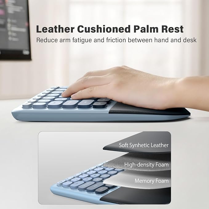 MOFII Wireless Ergonomic Keyboard & Mouse Combo – Split Curved Keyboard with Wrist Rest (All-Day Comfort) + Wireless Vertical Ergonomic Optical Mouse, Compatible with PC/Laptop/Desktop- Blue Gradient