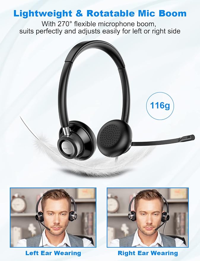 New Bee USB Headset with Microphone RGB Headphone Stand